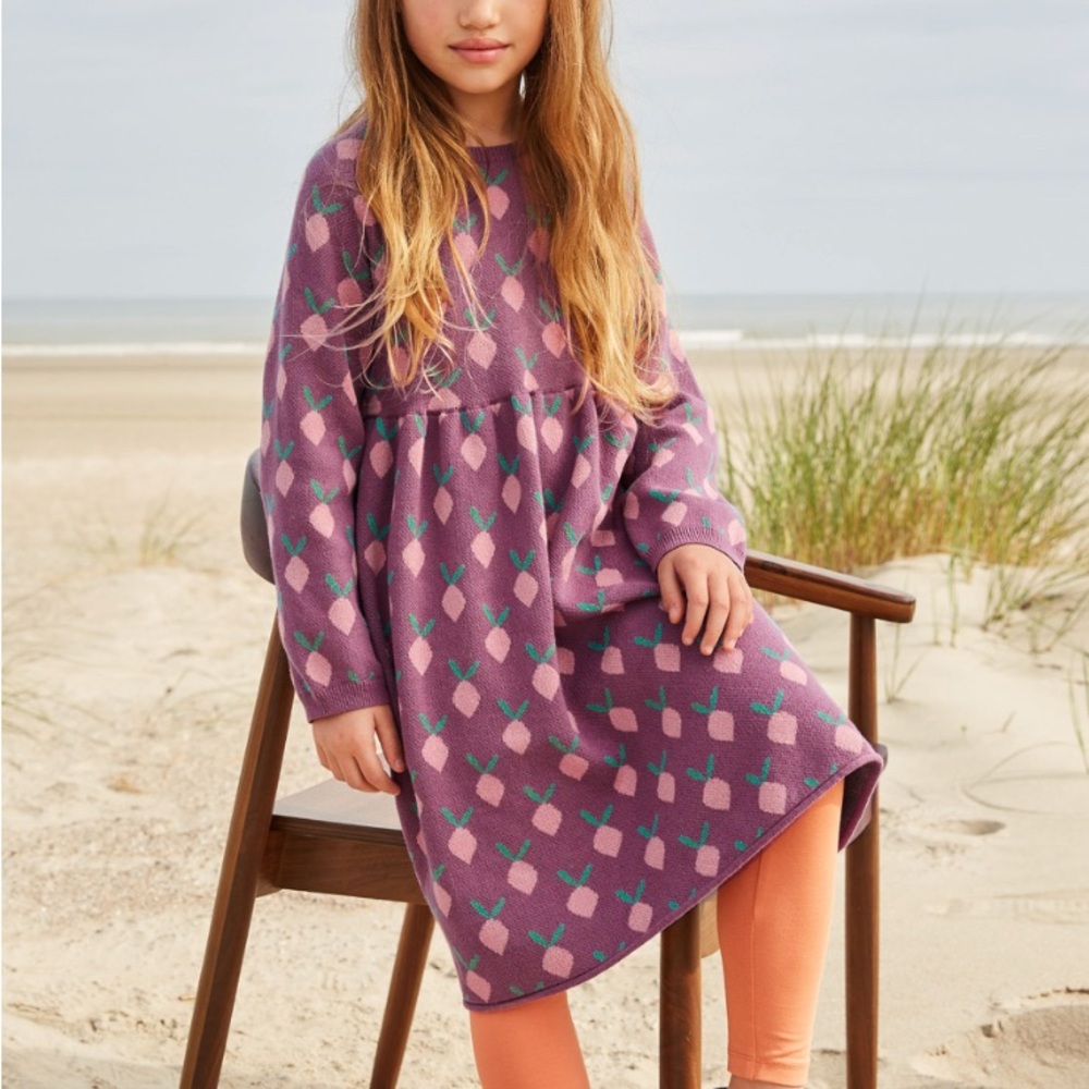 Dusty Rose Pink Radish Tea Collection Kids Dress size 5/6T 100% Cotton